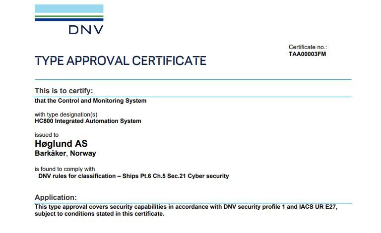 Høglund Accomplishes DNV Cyber Secure Certification